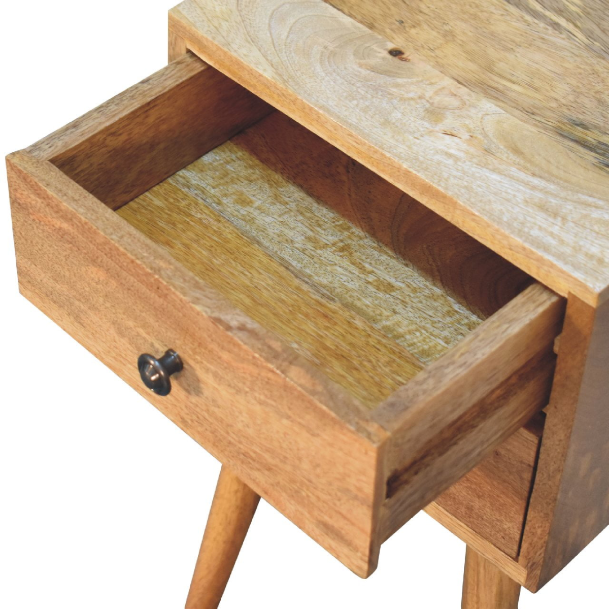 Artisan Furniture Solid Wood Mini 2 Drawer Oak-ish Bedside, Brown