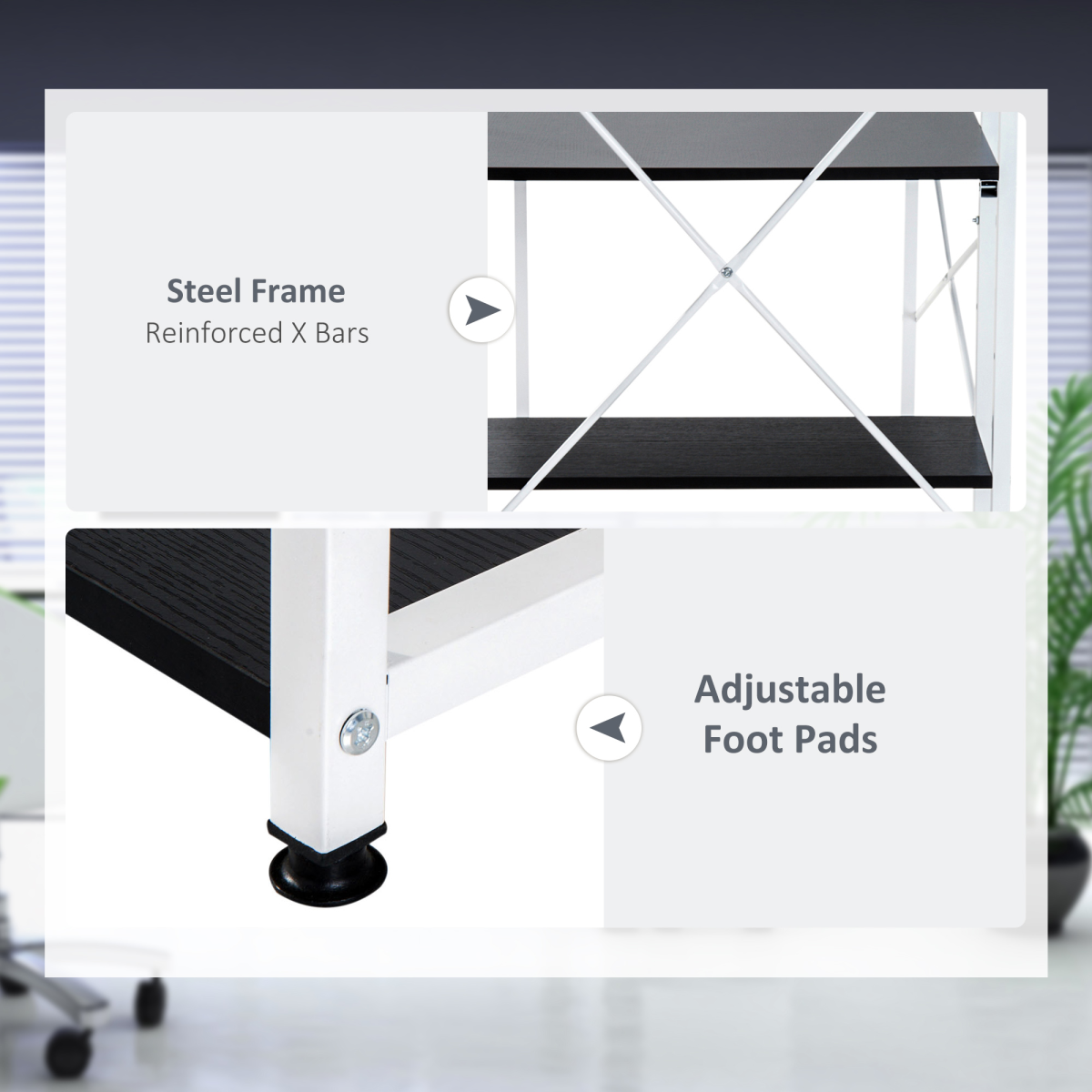 Computer Workstation Metal Frame-White/ Black Colour