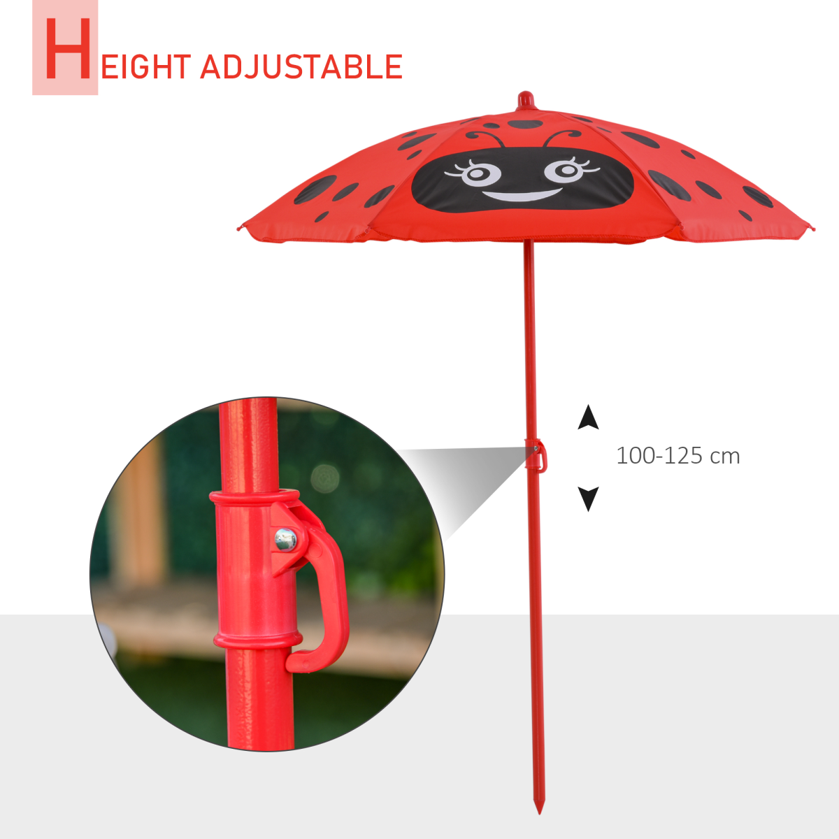 Kids Folding Picnic Table Chair Set Ladybug Pattern Outdoor