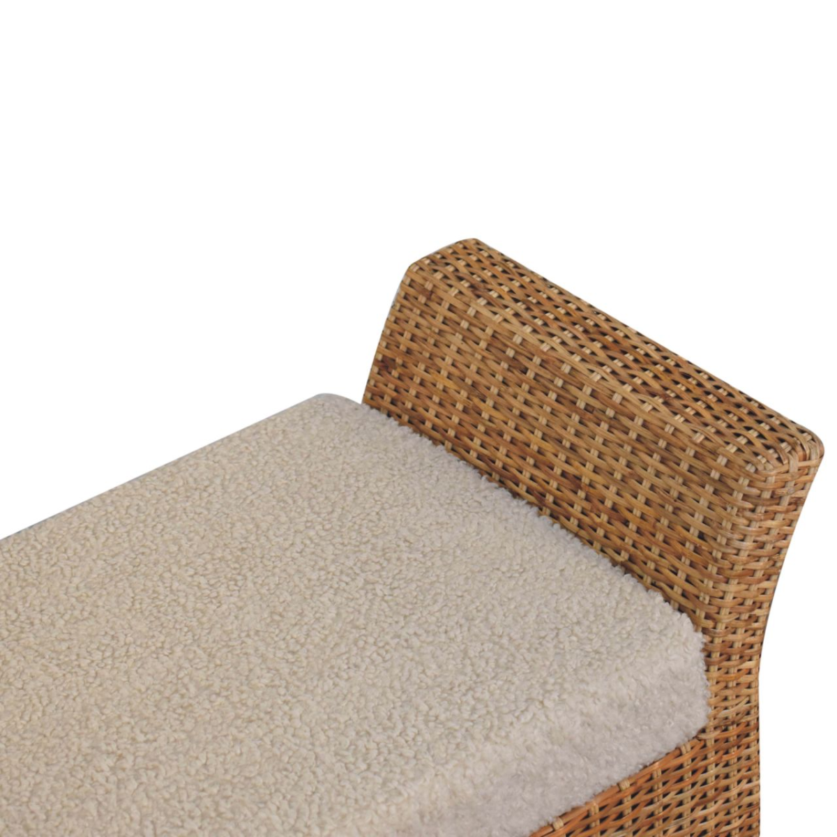 Artisan Furniture Solid Wood Upholstered Riviera Woven Bench, Cream & Beige