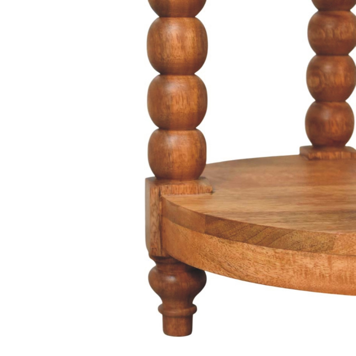 Artisan Furniture Solid Wood Barley Twist Round Side Table, 1 Shelf, Brown