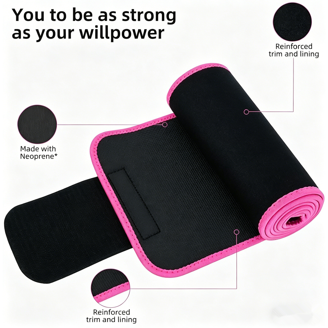 Waist Trimmer Belt Sport Workout Shaper Burner Slimming Belt W/ Phone Pocket Pink-Black