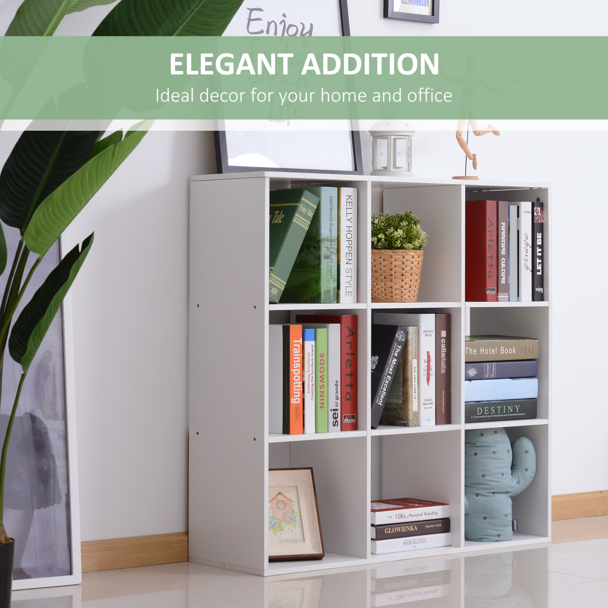 HOMCOM 9 Cube Storage Cupboard Bookcase Bookshelf Home Office, White