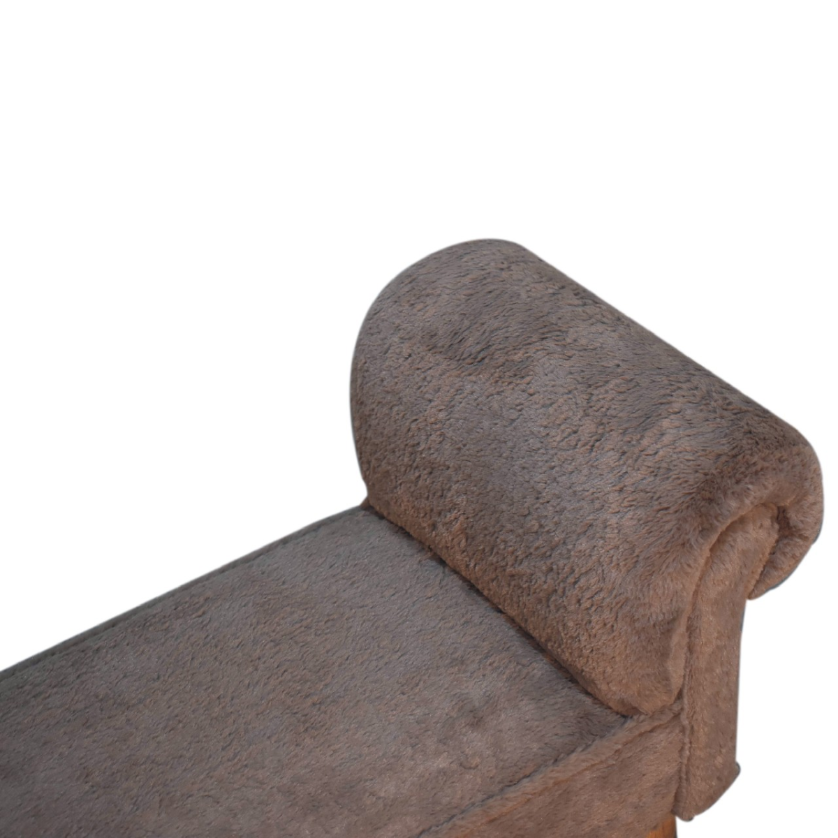 Artisan Furniture Solid Wood Mocha Faux Fur Bedroom Bench
