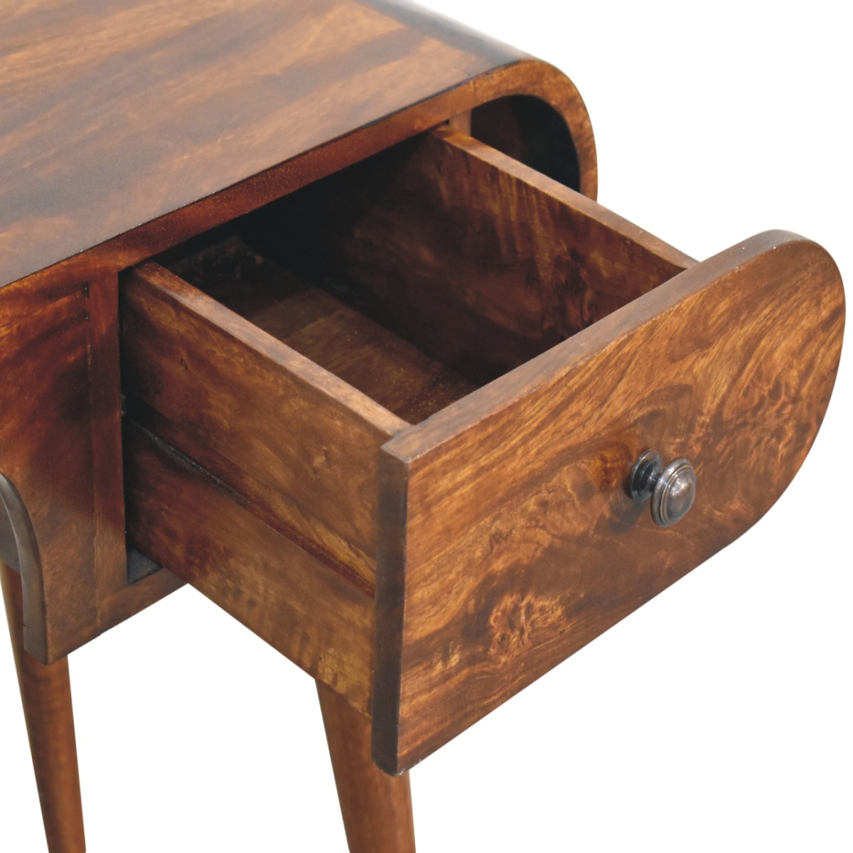 Artisan Furniture Solid Wood Chestnut London Arch Writing Desk, 2 Drawers, Dark Brown