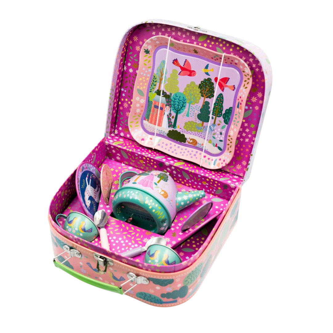 Musical Tin Tea Set 11 Piece - Fairy Tale