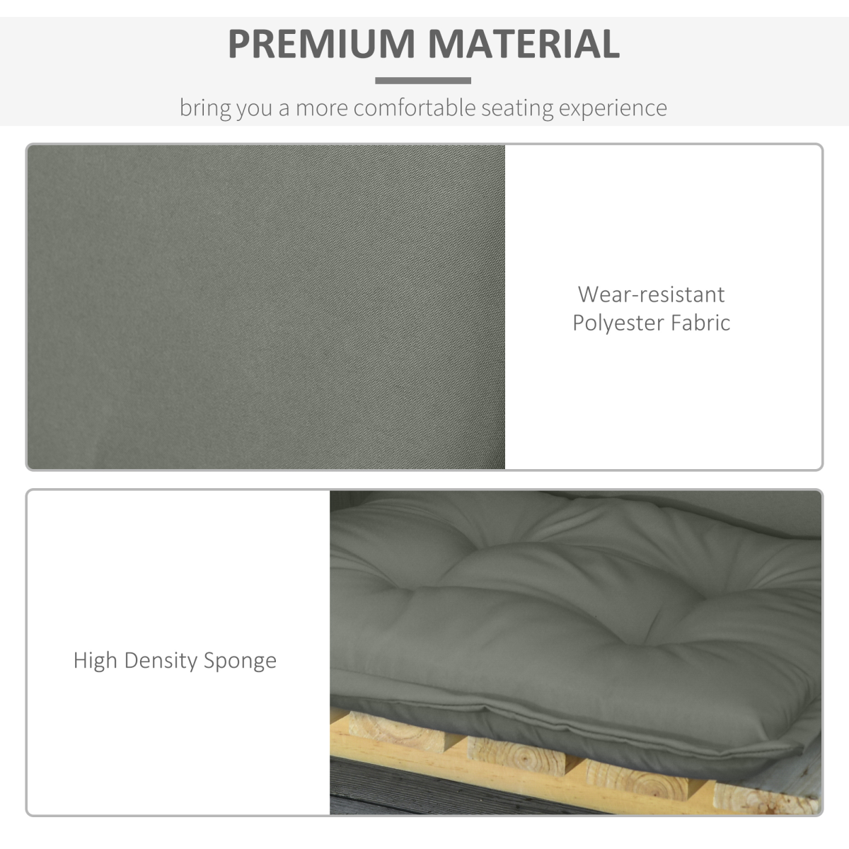 Set of 2 Garden Chair Cushion Seat, Dark Grey
