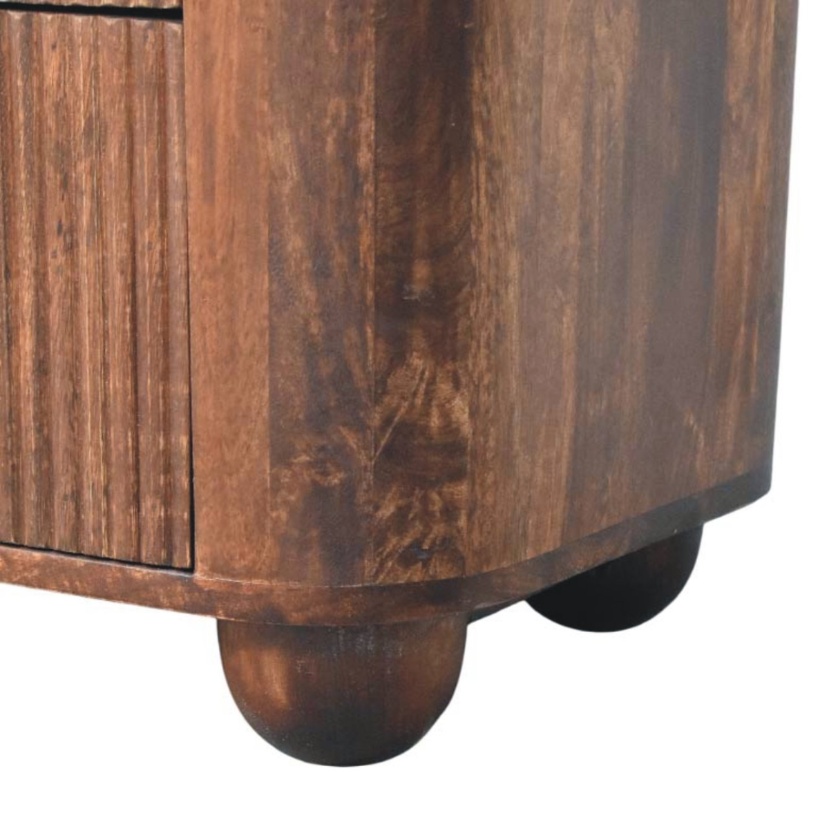 Artisan Furniture Solid Wood Marlowe Fluted Nightstand, 2 Drawers, Dark Brown