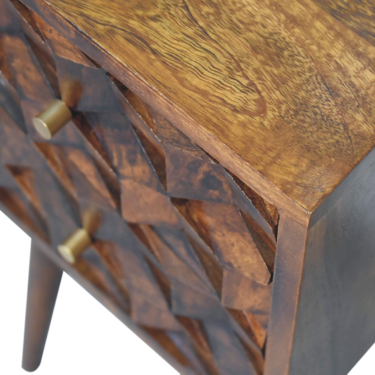 Artisan Furniture Solid Wood Mini Chestnut Cube 2 Drawer Bedside