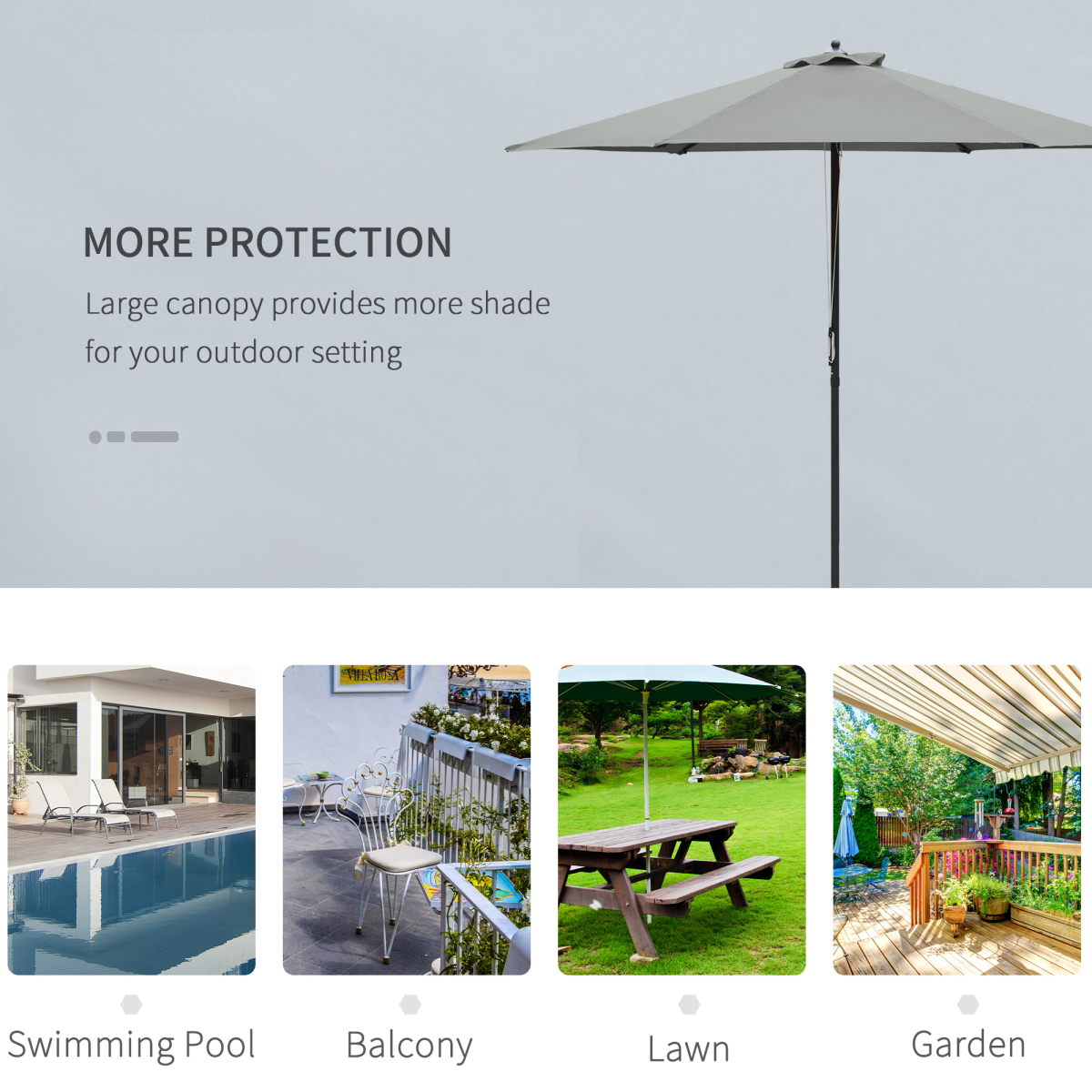 2.8m Umbrella Parasol Dark Grey BASE NOT INCLUDED