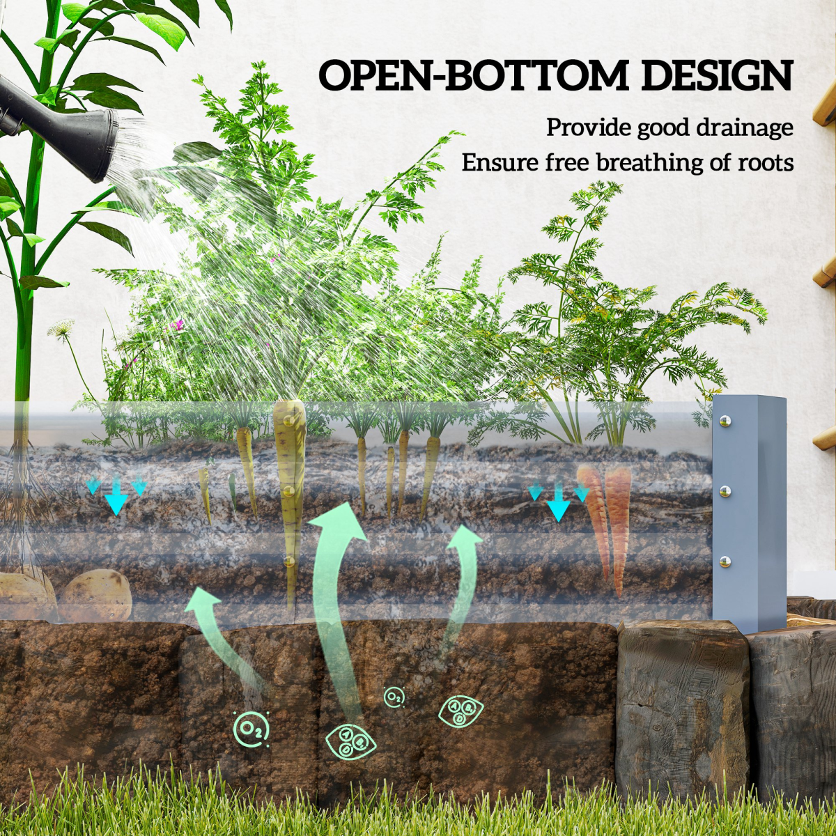 Outsunny Galvanised Raised Garden Bed, 240x120x30cm Raised Bed, Silver