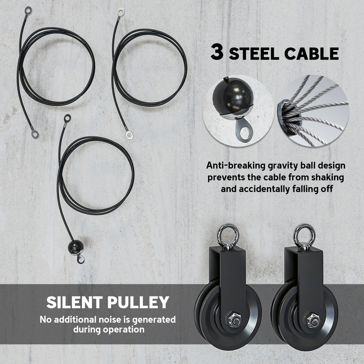 Weight Cable Pulley System for Home Gym with Universal Loading Pin