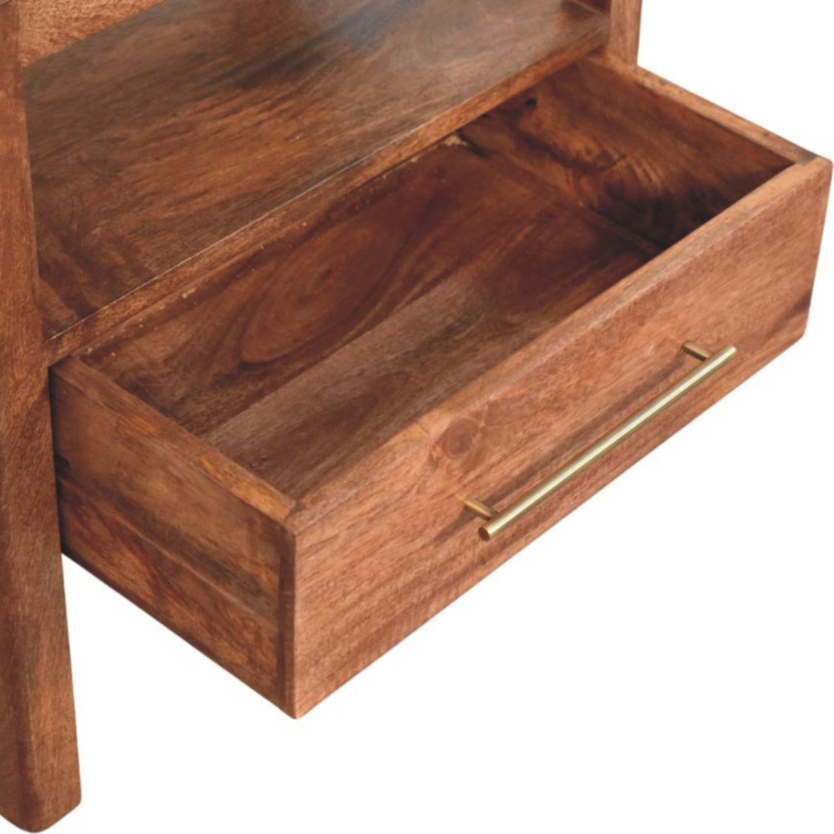 Artisan Furniture Solid Wood The Caldera Bedside Stand, 1 Drawer, 1 Shelf, Brown