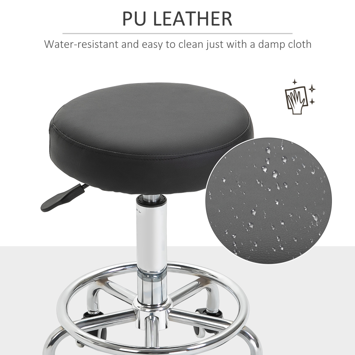 Adjustable Stool PU Leather and Footrest