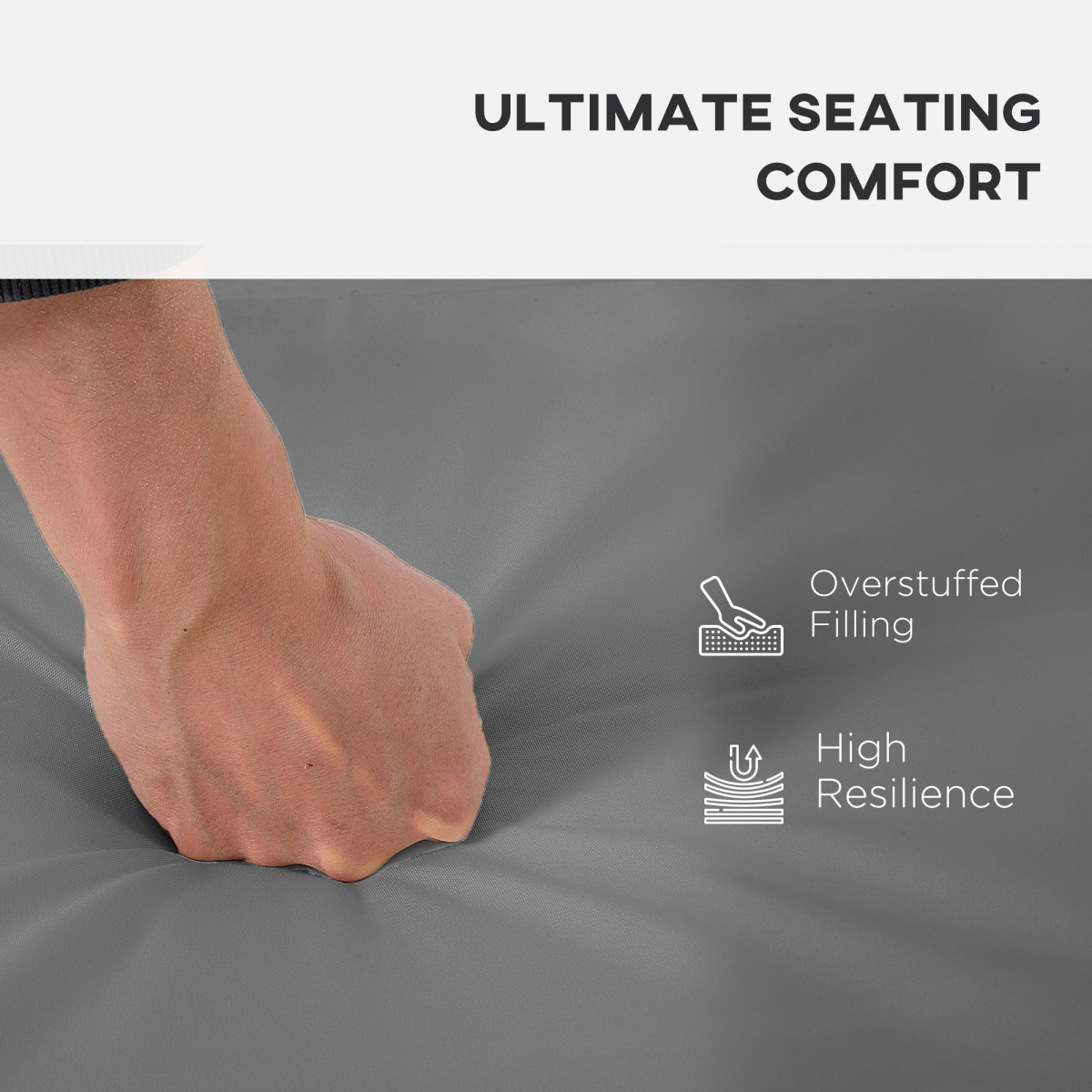 3 Piece Outdoor Cushion Pad Set for Garden Furniture Cushions, Dark Grey