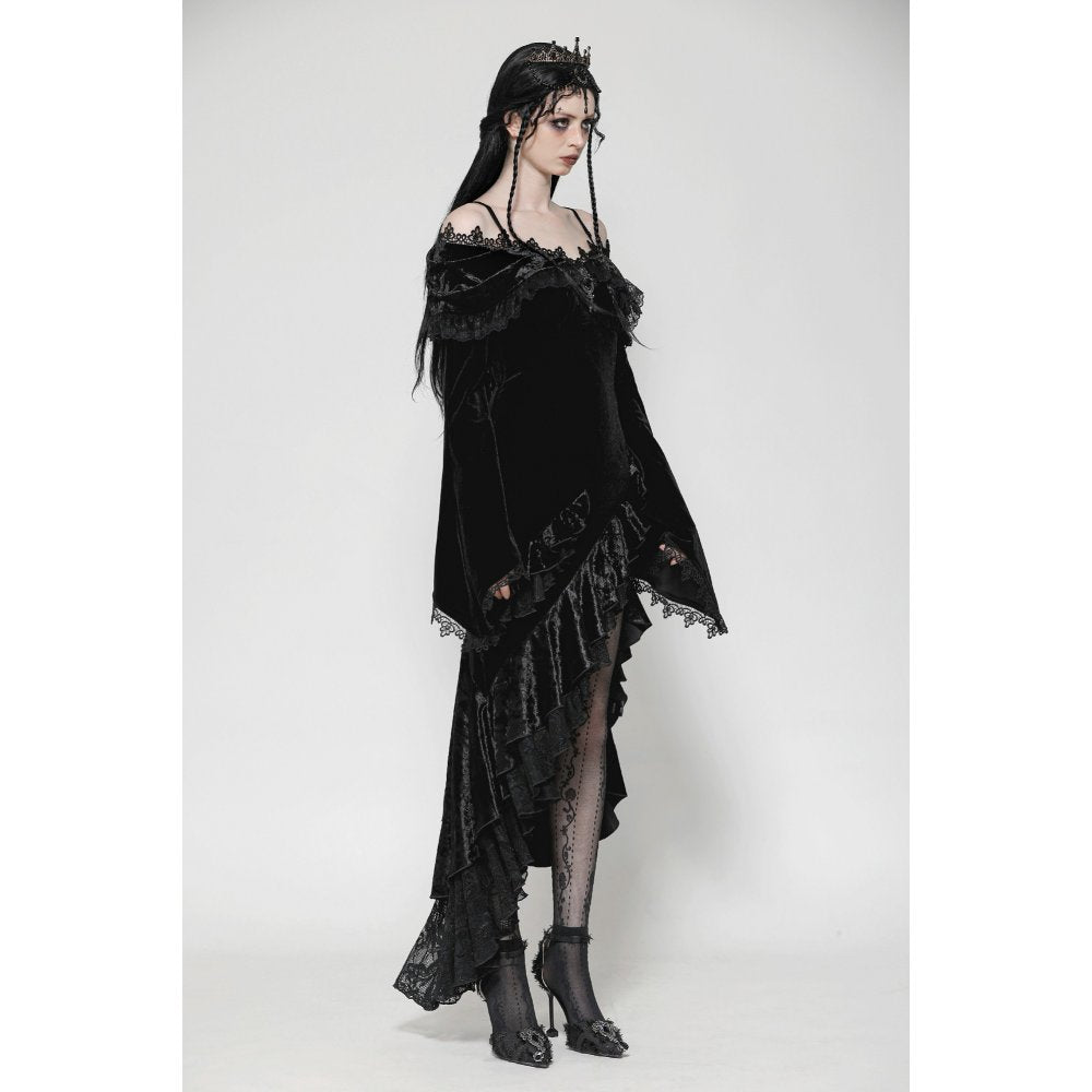Dark in Love Kaia Midnight Mystique Velvet Ruffle Off-Shoulder Mermaid Dress