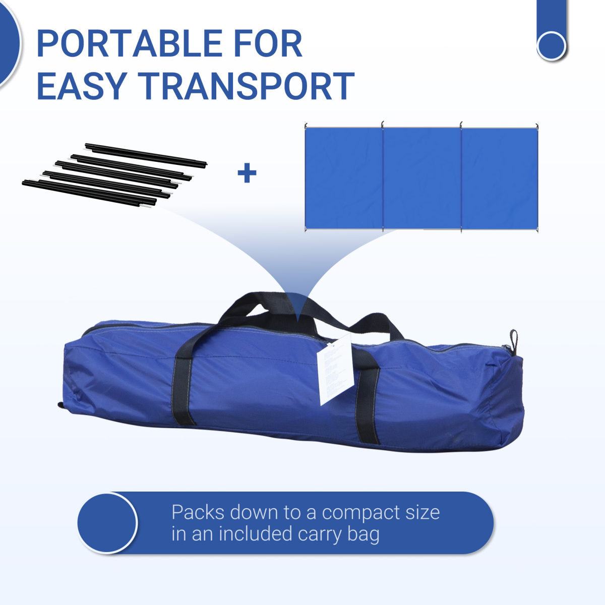 Camping Windbreak Portable Wind Blocker Privacy Wall, 4.5m x 1.5m