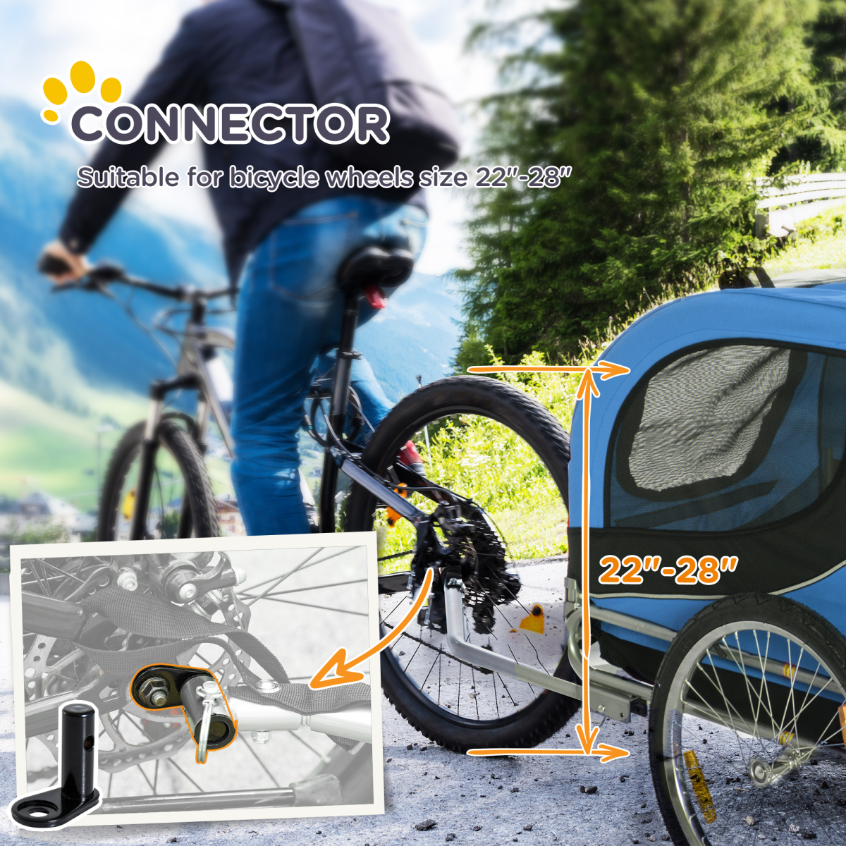 Dog Bike Trailer Pet Cat Carrier for Small Medium Puppy Travel Black and Blue
