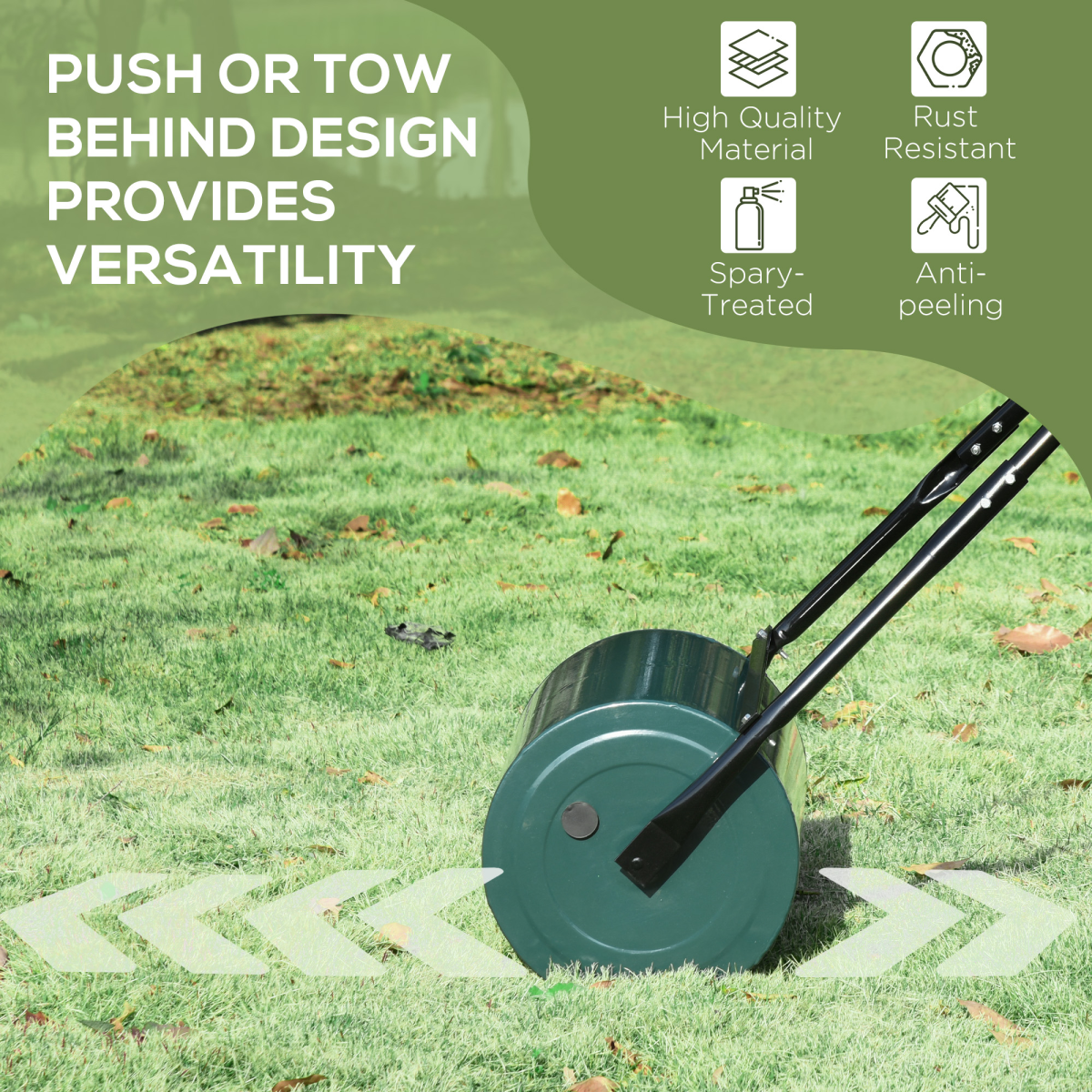 Outsunny 30cm Metal Lawn Roller-Deep Green