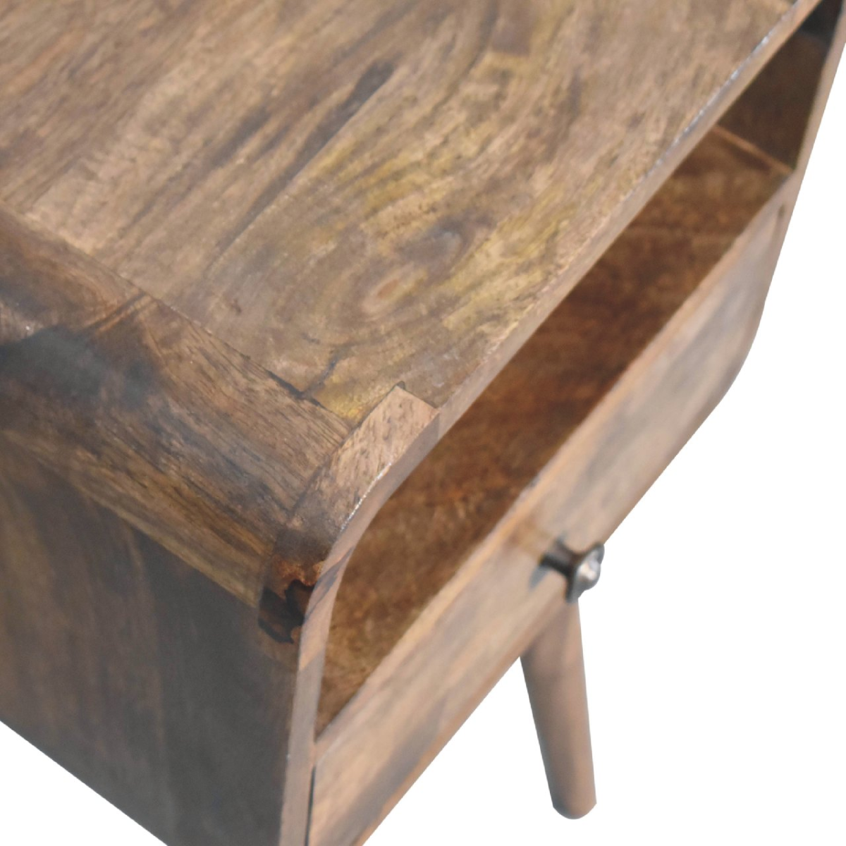 Artisan Furniture Solid Wood Mini Grey Wash Curve Open Bedside