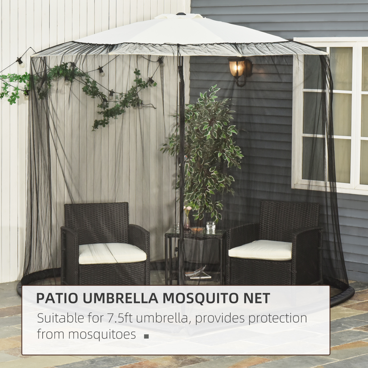 2.3 m Umbrella/Table Mosquito Net-Black