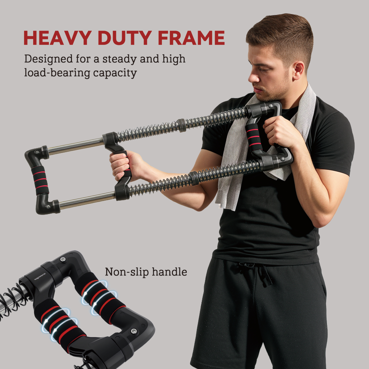 SPORTNOW Chest Expander with 10-50kg Adjustable Resistance for Men, Women