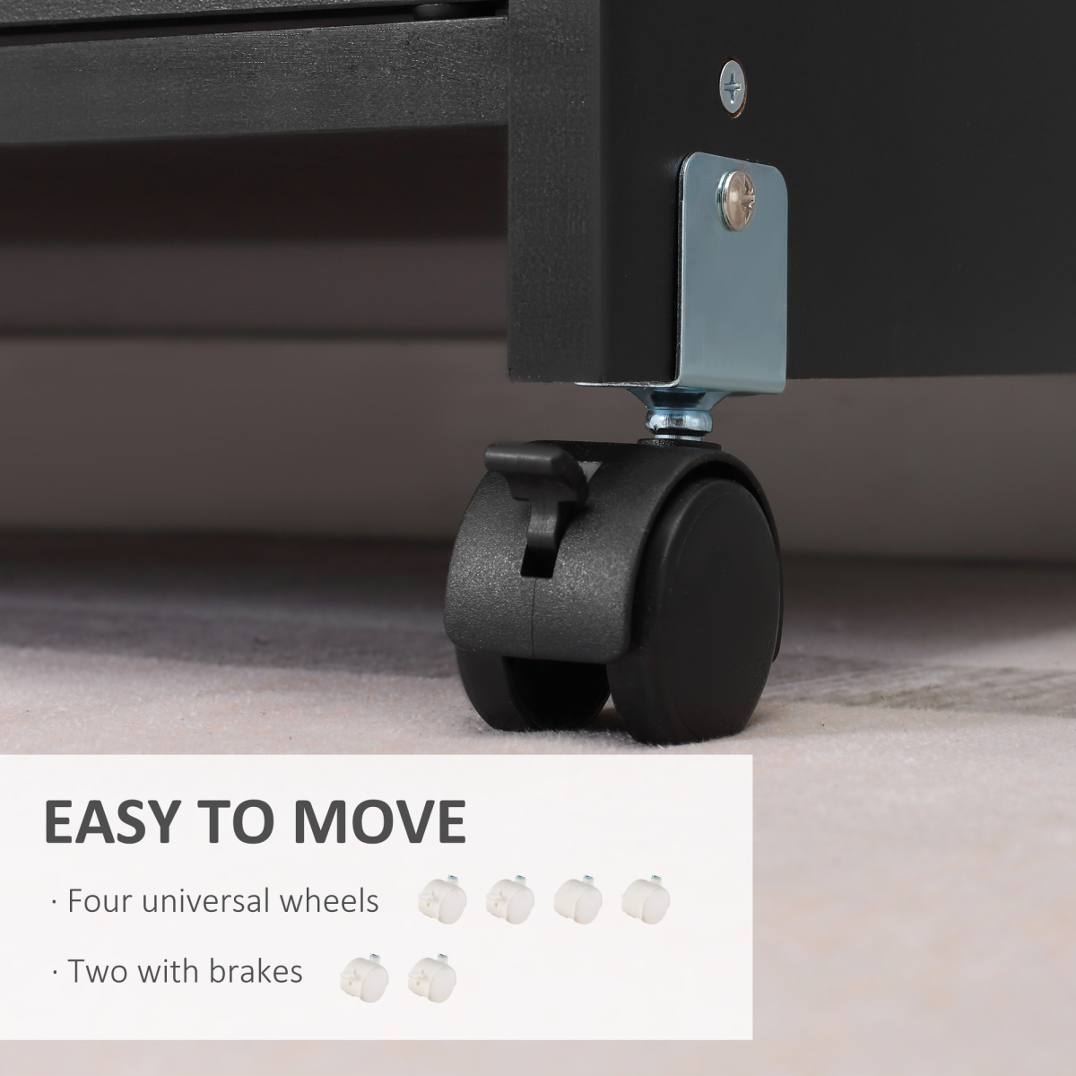 Mobile Printer Stand w/ Storage Shelf Universal Wheels for Home Black Vinsetto