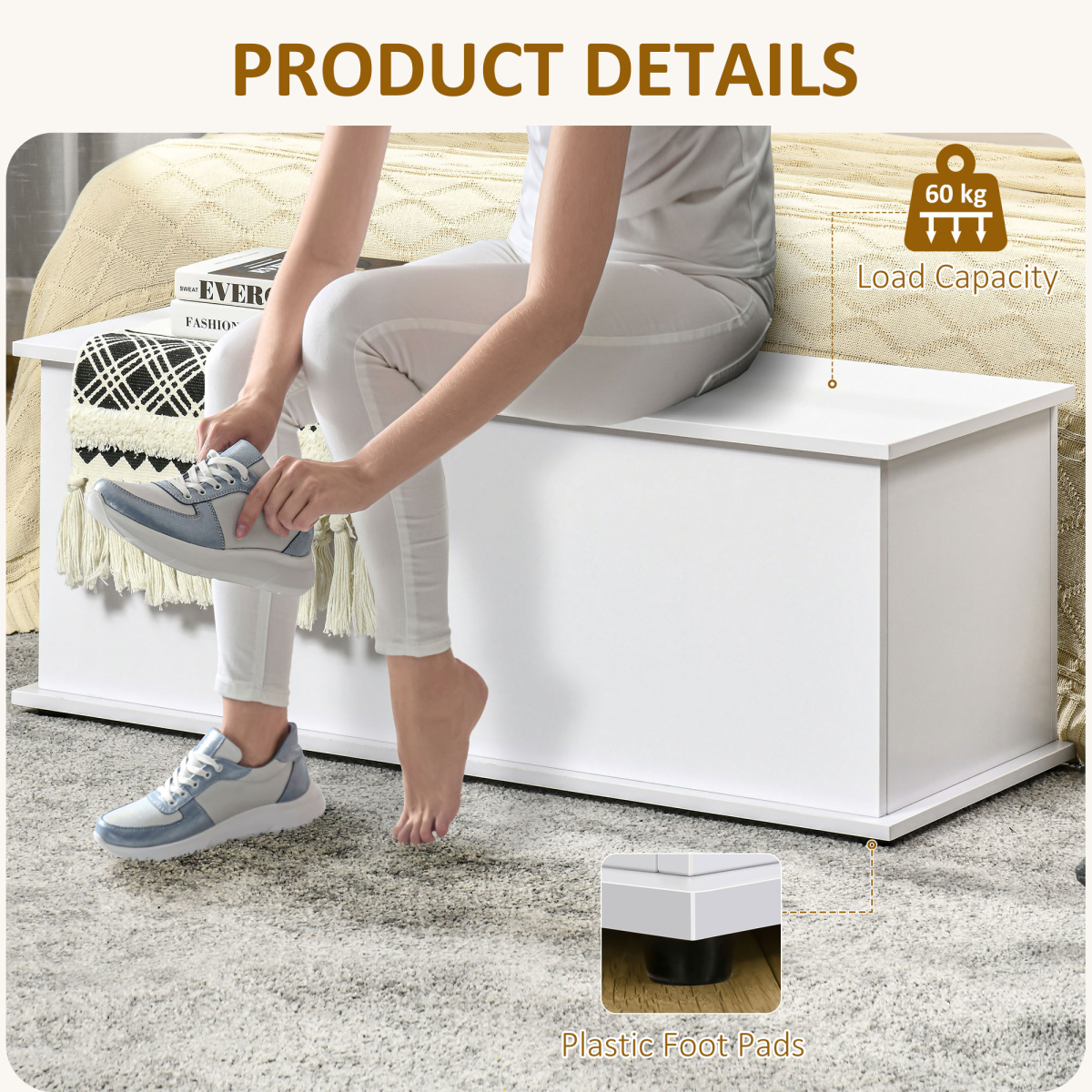Storage Box Chest  Lid Keepsake Spacious Collection Chipboard -White