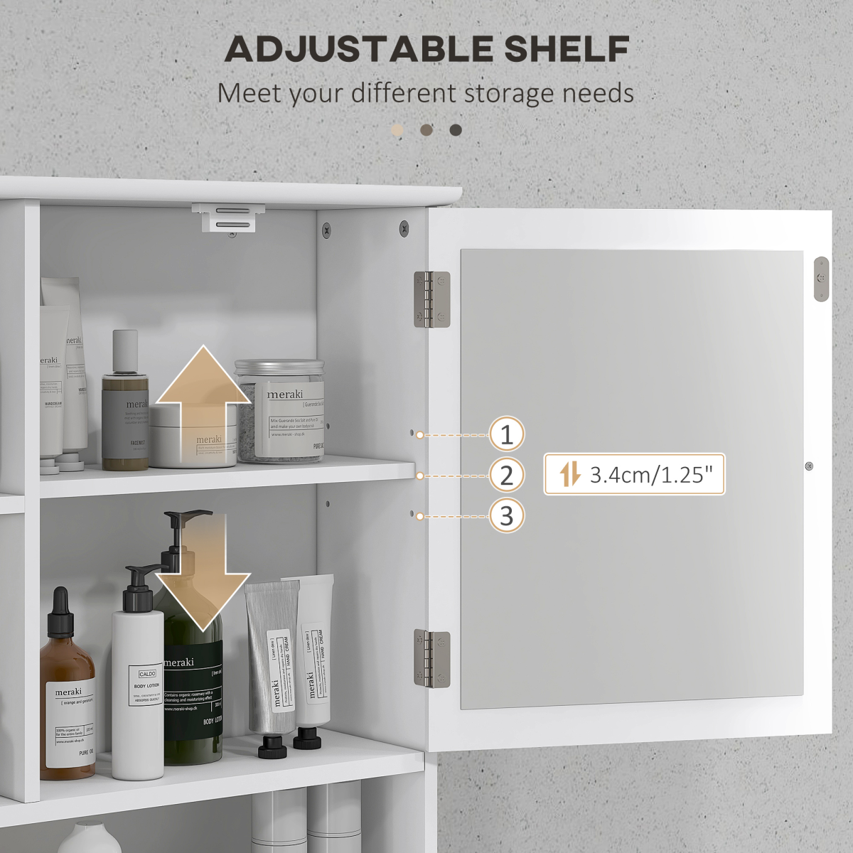Wall Mount Mirror Cabinet Bathroom Storage Single Door Mounted Glass Cupboard