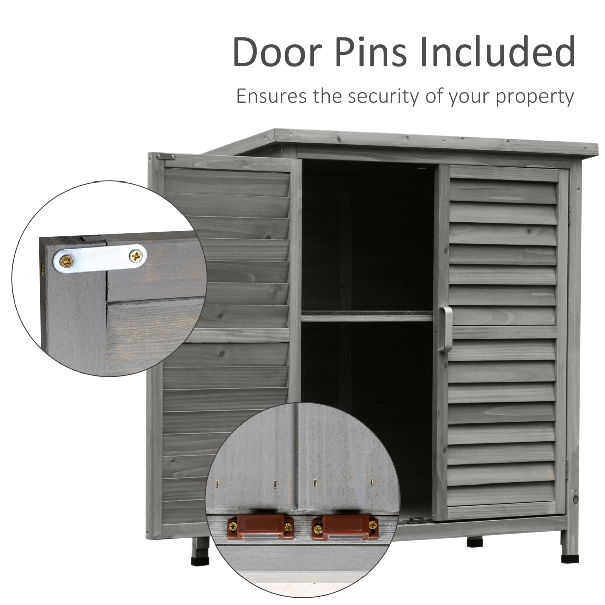 Garden Shed Wooden  2 Door Unit Solid Fir Wood 87x46.5x96.5cm, Grey