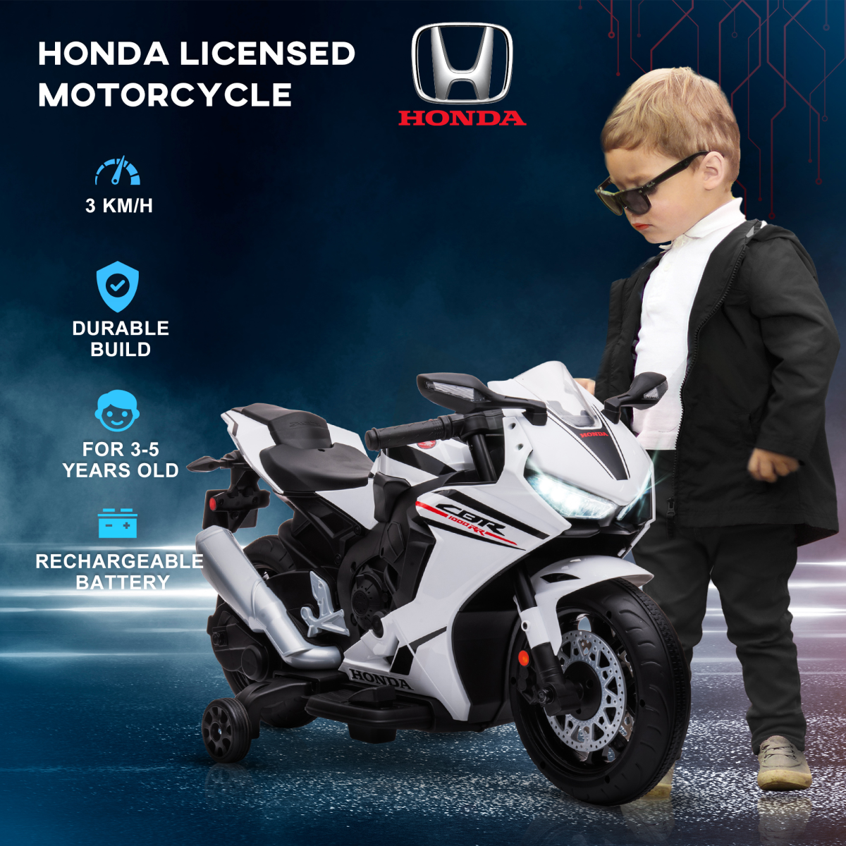 Honda Licensed 6V Kids Electric Motorbike Ride On Car for 3-5 Years  HOMCOM