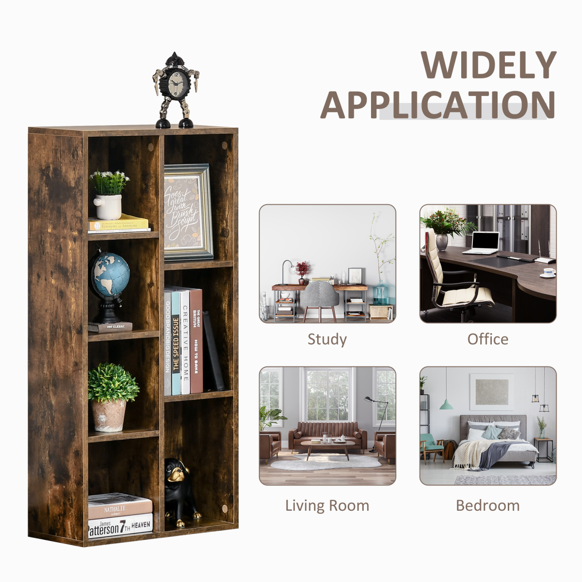 Bookcase IndustrialDisplay Cabinet Cube Storage Rustic Brown