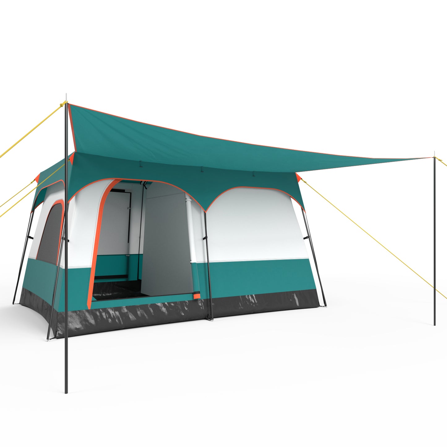6/8/10-Person Camping Tent with Porch and Rainfly-L