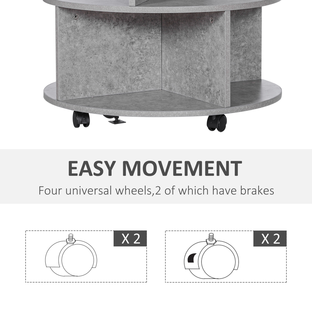 Coffee Table, 2-Tier, ?60x39.5H cm-Cement Colour