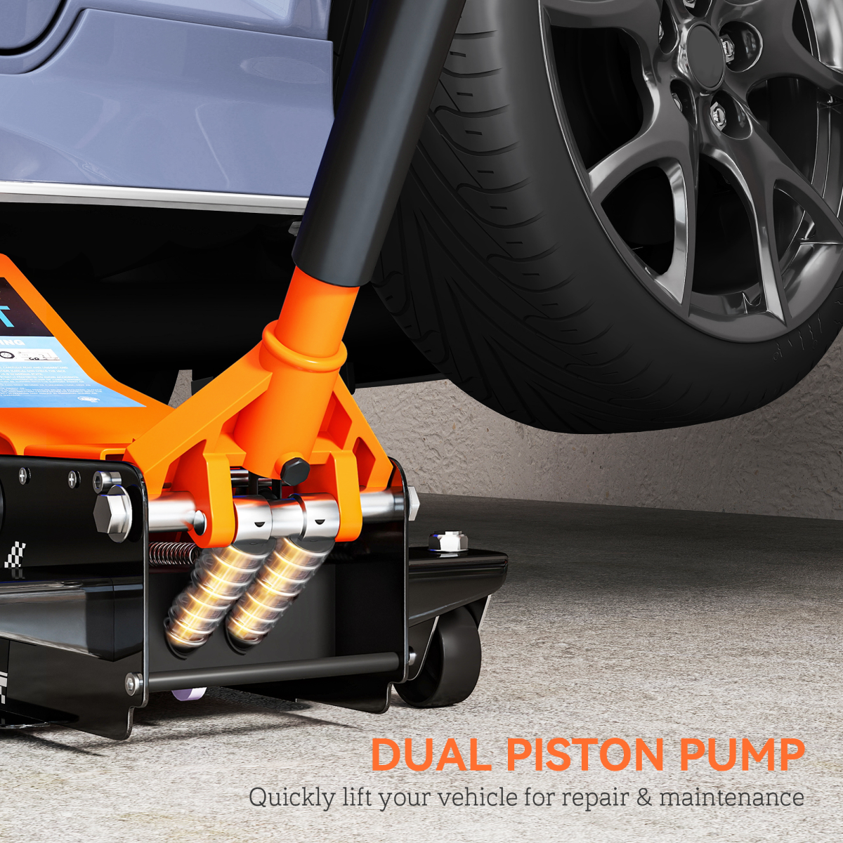 HOMCOM 2.5 Ton Low Profile Floor Jack, 7.5-47 cm Hydraulic Car Trolley Jack