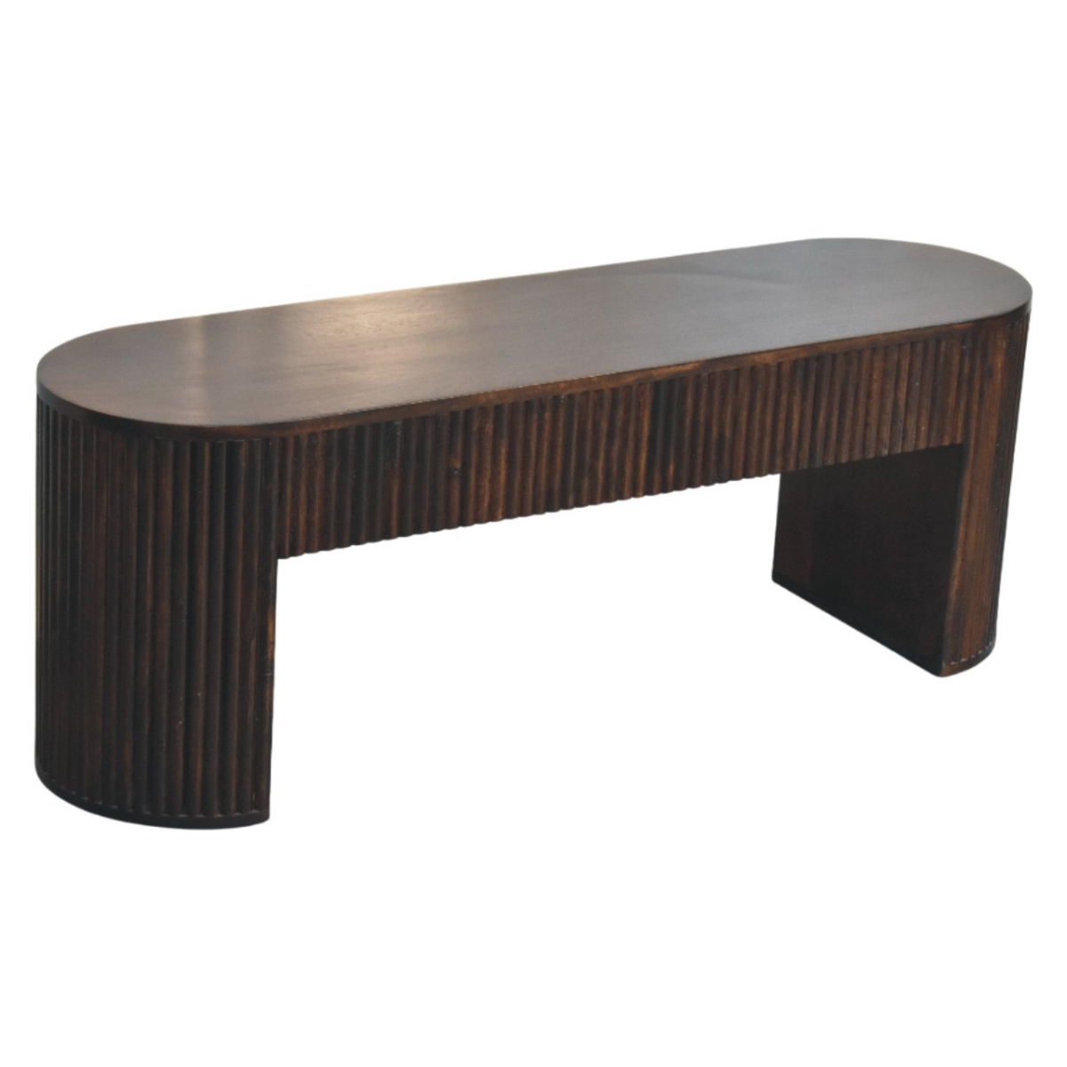 Artisan Furniture Solid Wood Velvet Mocha Fluted Bench, Dark Brown