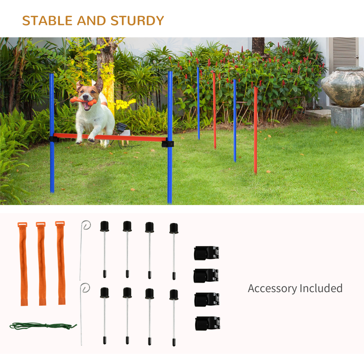 Pet Agility Set Training Play Kit Dog Jump Hoop Poles Tunnel Obedience Equipment