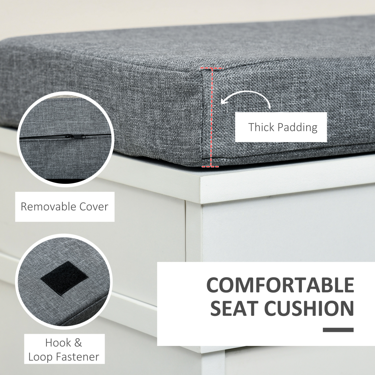 HOMCOM Shoe Storage Bench with Seat Cushion Cabinet Organizer with 2 Drawers