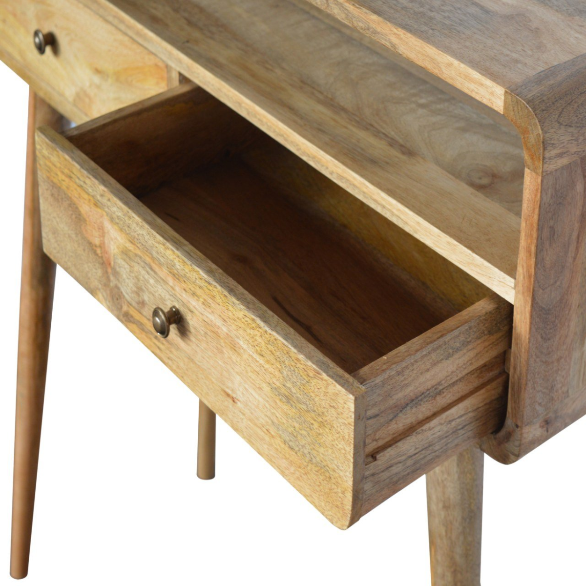 Artisan Furniture Solid Wood Curved Oak-ish Console Table