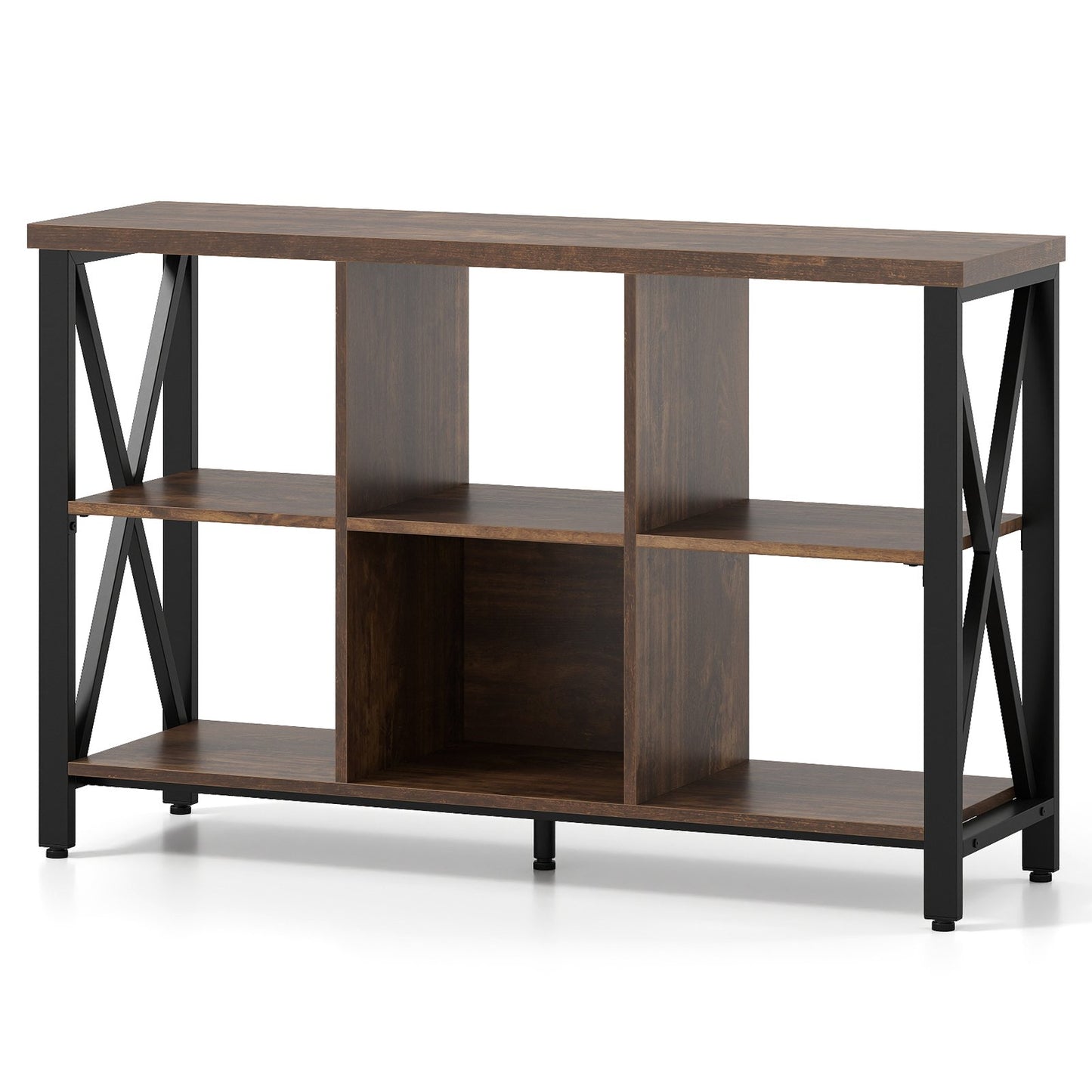 6-Cube Storage Organizer 120CM Wide Bookshelf with Open Compartments-Grey