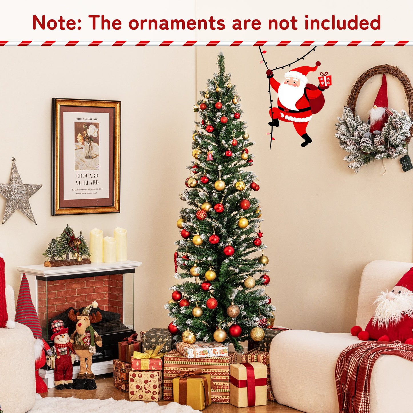 5/6 FT Artificial Christmas Tree Pre-lit Xmas Tree with 150/250 Multi-color and Warm White Switchable LED Lights-5FT