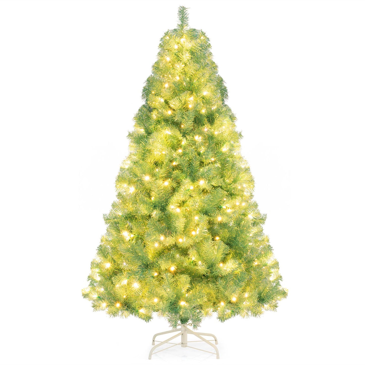 6 FT Artificial Xmas Tree with 688 Branch Tips and 250 Warm White LED Lights-Purple