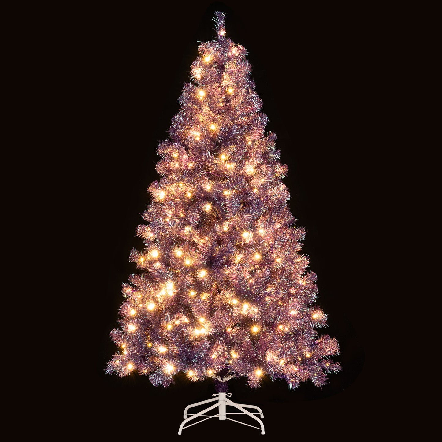 6 FT Artificial Xmas Tree with 688 Branch Tips and 250 Warm White LED Lights-Purple