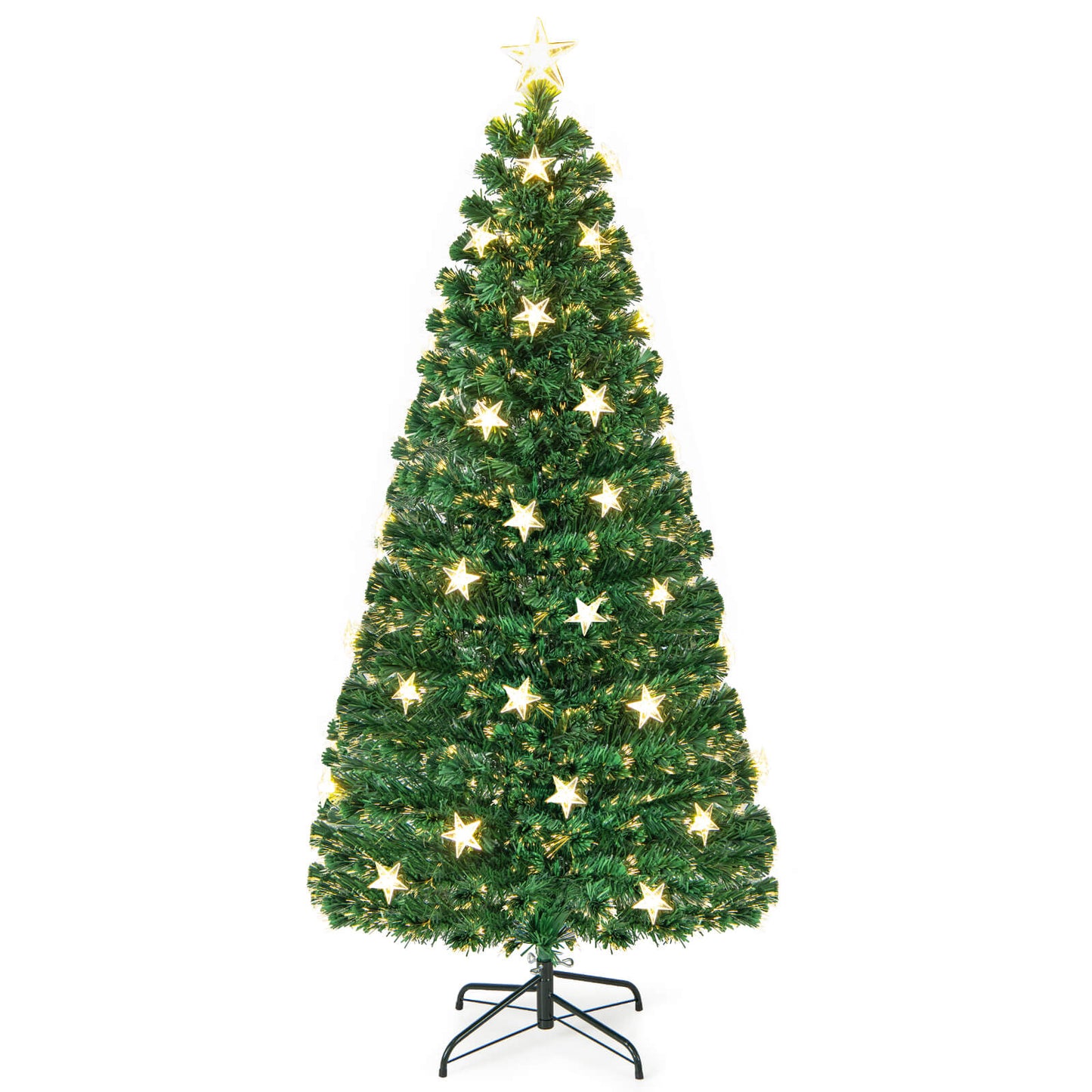 5/6FT Fiber Optic Artificial Christmas Tree with 21 Star LED Lights-5FT