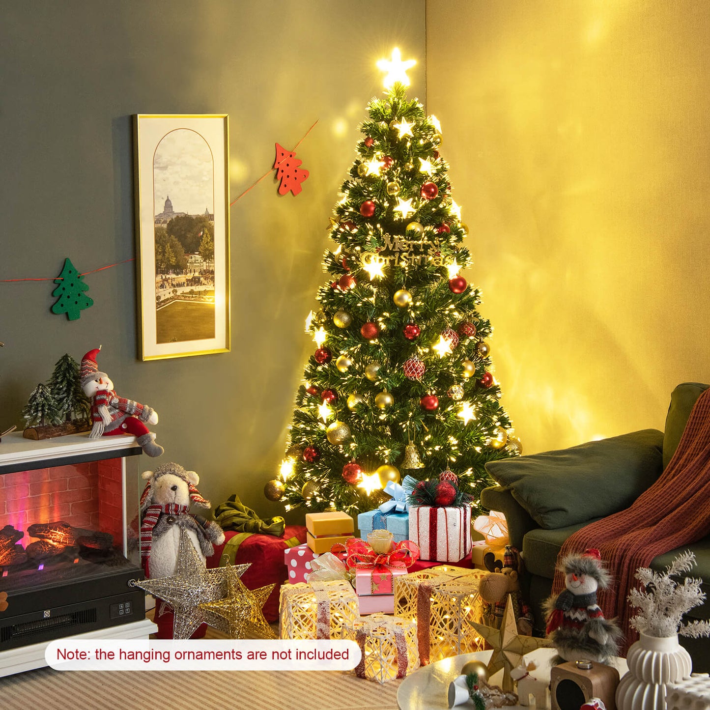 5/6FT Fiber Optic Artificial Christmas Tree with 21 Star LED Lights-5FT