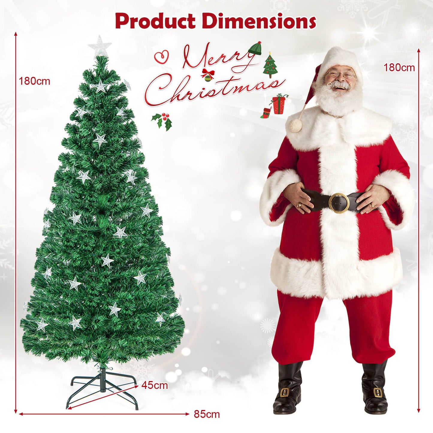 5/6FT Fiber Optic Artificial Christmas Tree with 21 Star LED Lights-5FT
