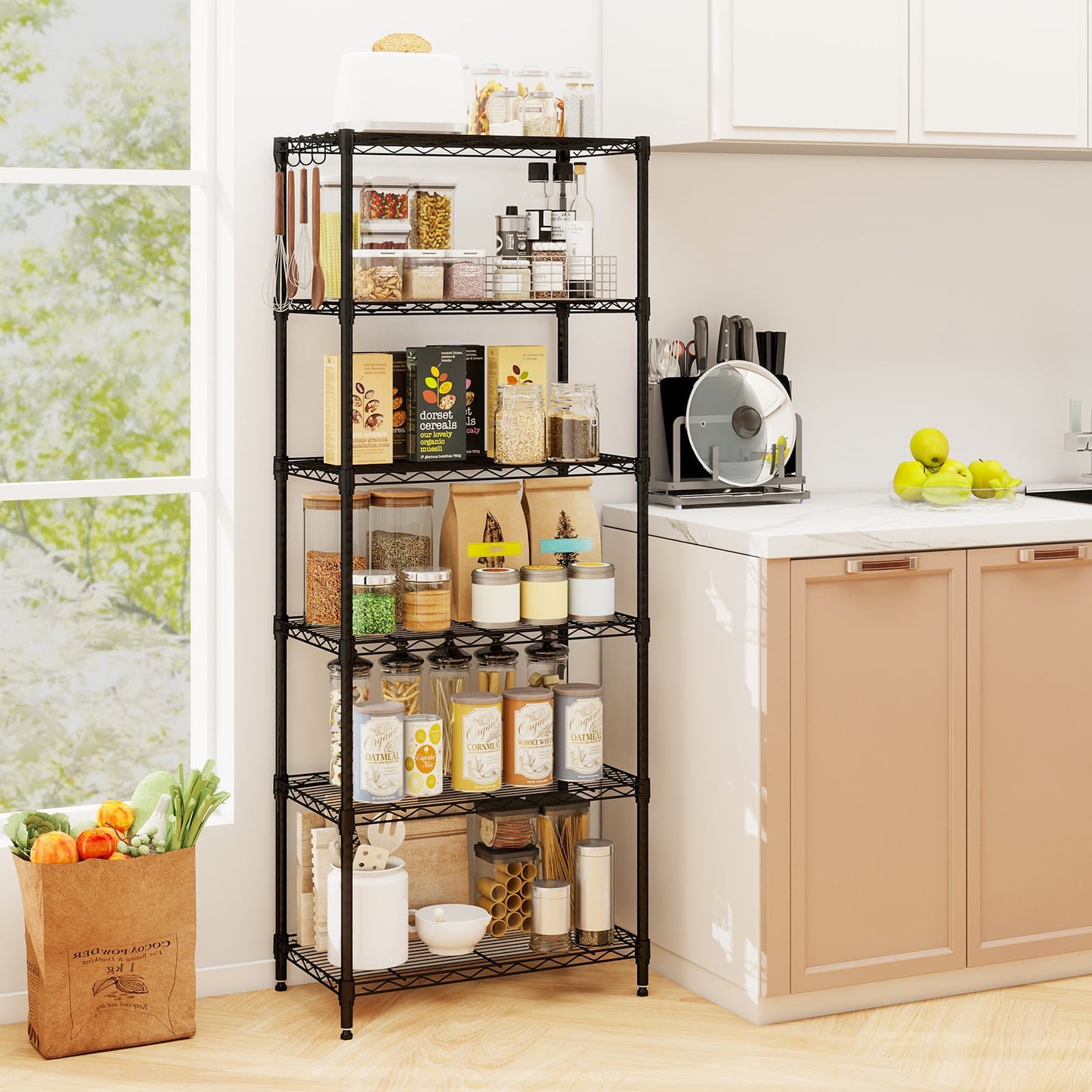 3/4/5/6-Tier Wire Shelving Unit Adjustable Metal Storage Shelves with V-shaped Shelving Rack-4-Tier-S