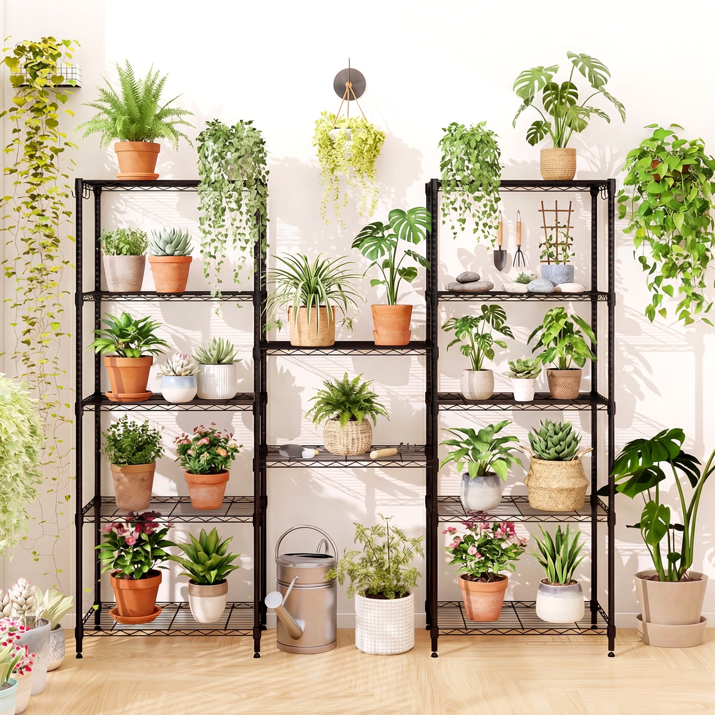 3/4/5/6-Tier Wire Shelving Unit Adjustable Metal Storage Shelves with V-shaped Shelving Rack-4-Tier-S
