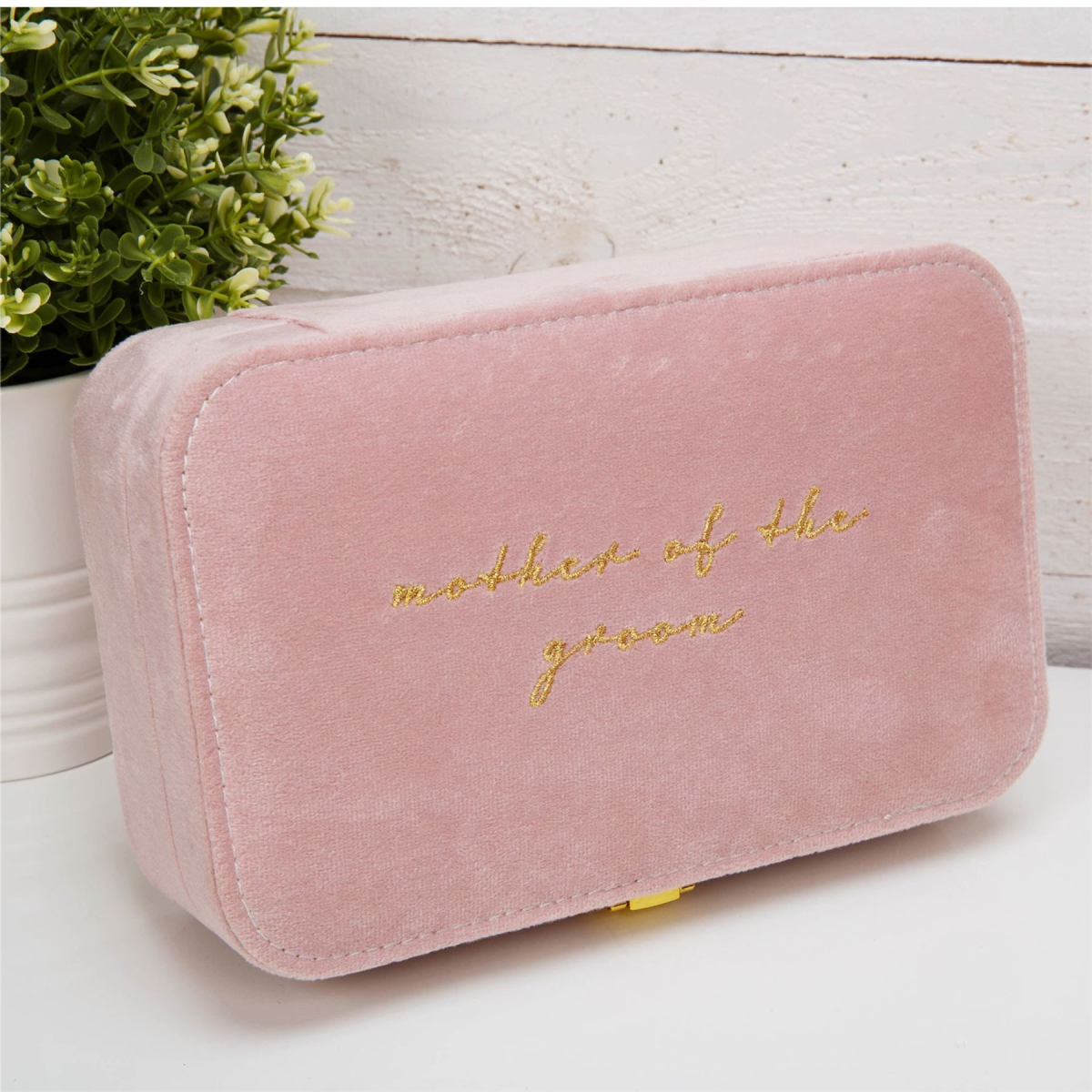 Amore Pink Velvet Jewellery Box "Mother of The Groom"