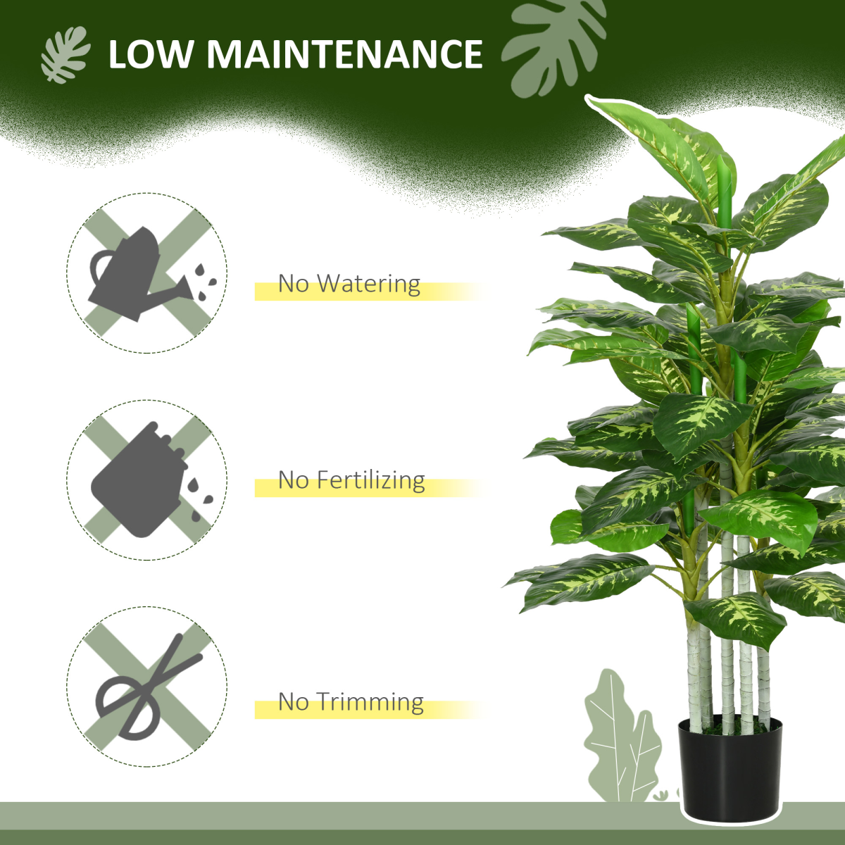 HOMCOM Artificial Evergreen Tree Fake Plant in Pot Indoor Outdoor Decor